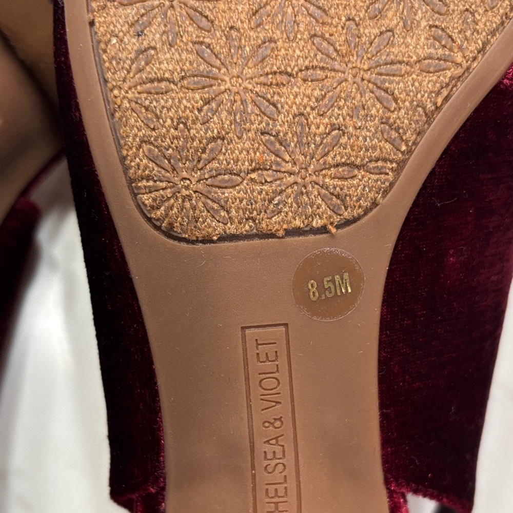 Chelsea & Violet Burgundy Velvet Heels - Picture 10 of 10